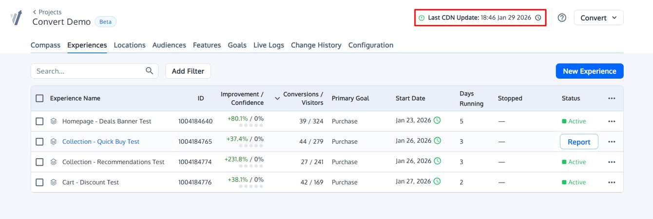 Understand “CDN Update” Status in Your Project Header