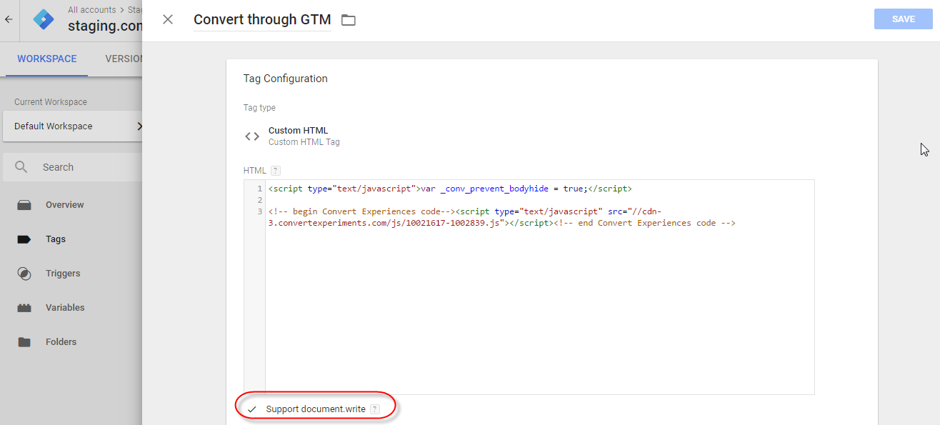 Convert Experiences Tracking Code Inserted through Google Tag Manager